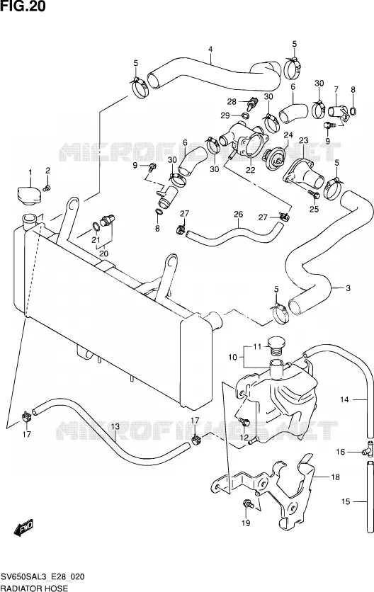 RADIATOR SLANG Suzuki MOTO 650 SV-S 2013  SV650SA L3 (E03,E28,E33)