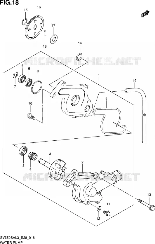 WATERPOMP Suzuki MOTO 650 SV-S 2013  SV650SA L3 (E03,E28,E33)