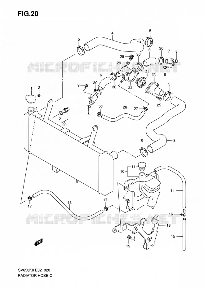 RADIATOR SLANG Suzuki MOTO 650 SV 2008  SV650SUK8(E19)