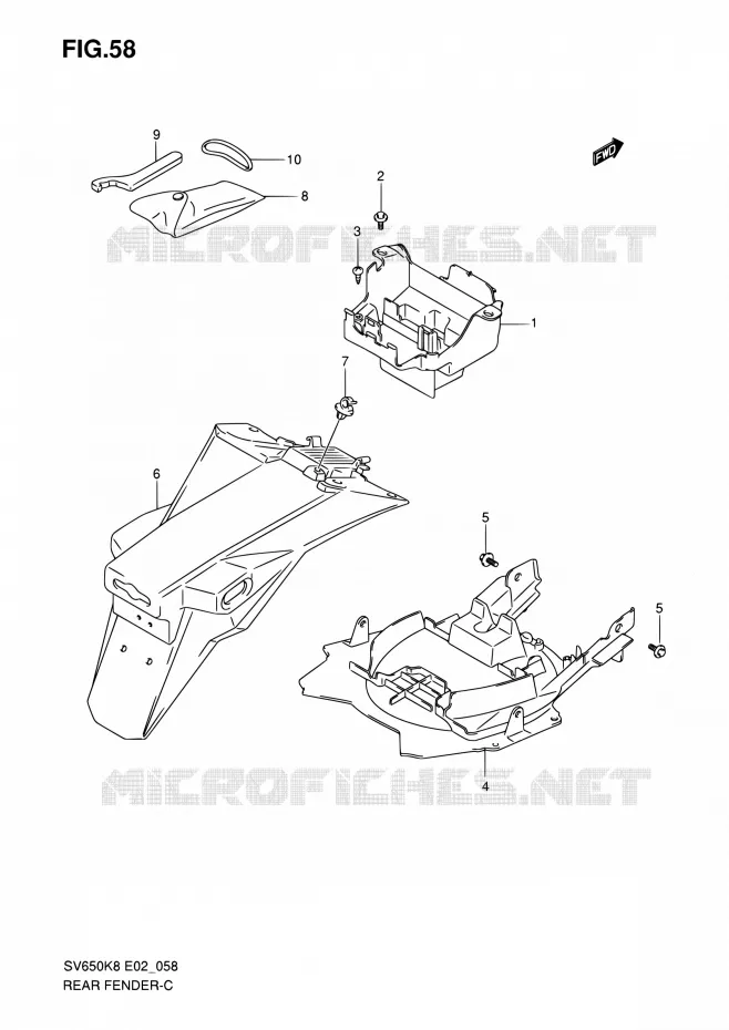 ACHTERSPATBORD (WITH ABS) Suzuki MOTO 650 SV-S 2009  SV650SUK9(E19)