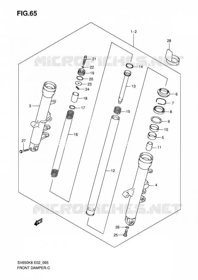 FRONT SCHOKDEMPER Suzuki MOTO 650 SV 2010  SV650SUL0(E19)