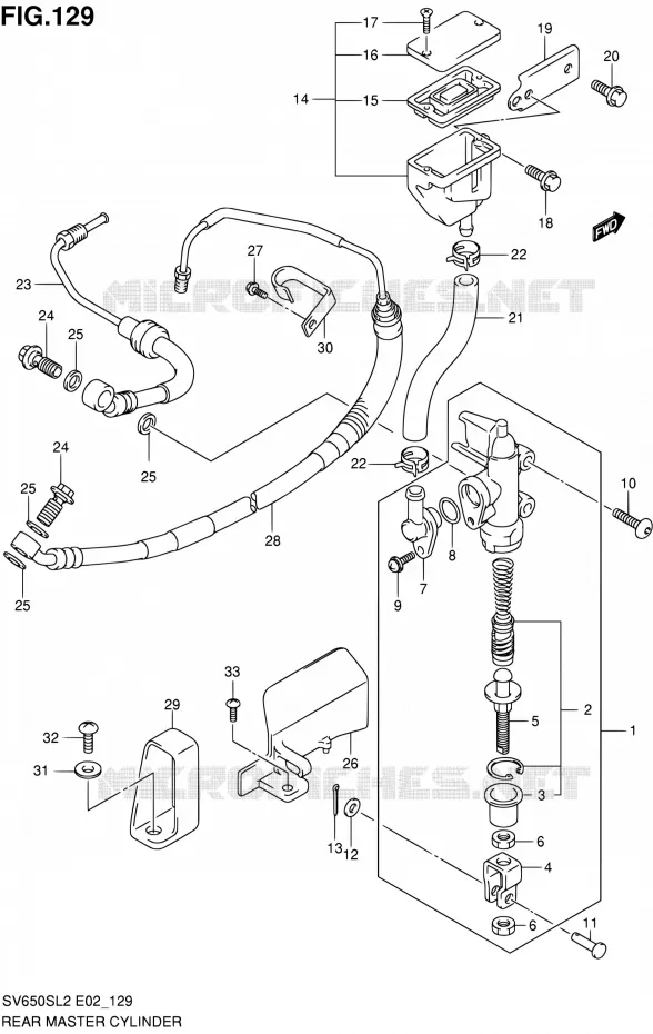 ACHTER HOOFDREMCILINDER (SV650SAL2 E24) Suzuki MOTO 650 SV 2012  SV650SUL2(E24)
