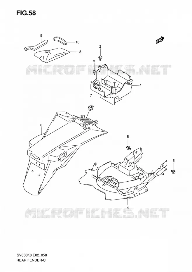 ACHTERSPATBORD (WITH ABS) Suzuki MOTO 650 SV 2009  SV650UK9(E19)