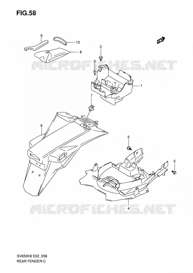 ACHTERSPATBORD (WITH ABS) Suzuki MOTO 650 SV 2008  SV650UAK8(E19)