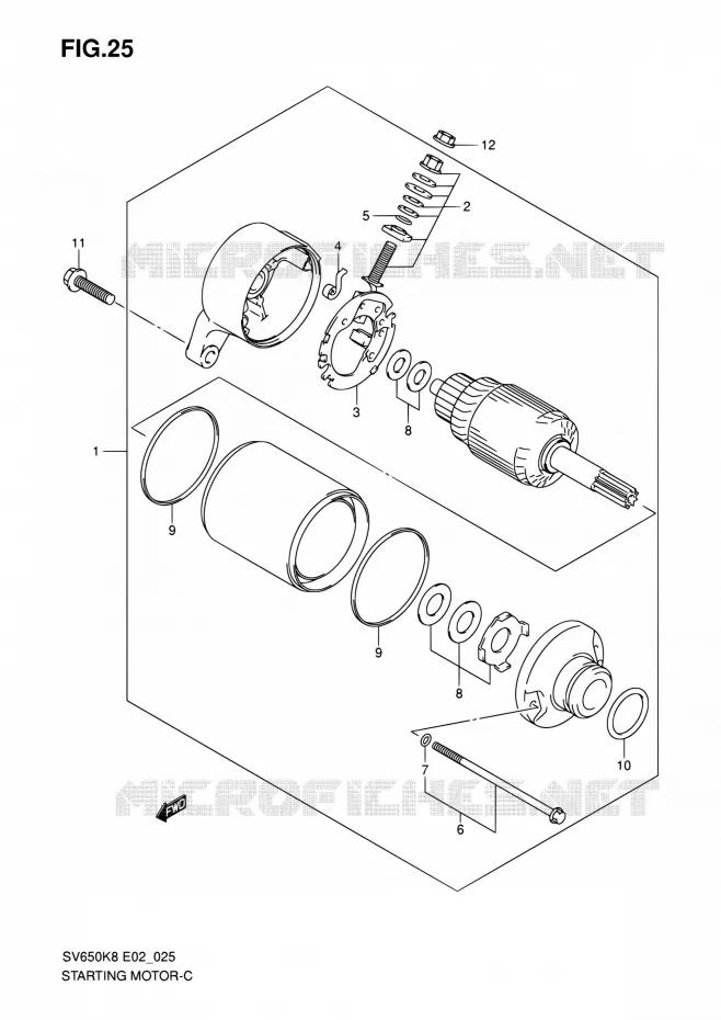 STARTMOTOR (MODEL K8/K9) Suzuki MOTO 650 SV 2009  SV650UAK9(E19)