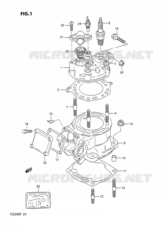 CILINDER Suzuki MOTO 200 TS-R 1991  TS200R M (E02,E04,E24)