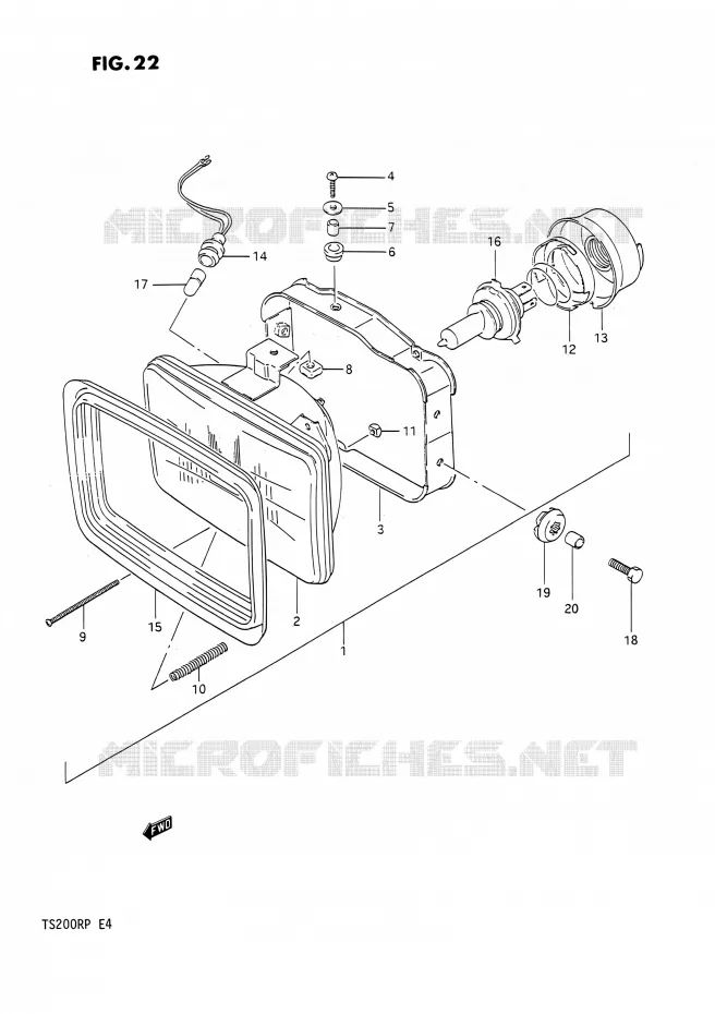 KOPLAMP (E04) Suzuki MOTO 200 TS-R 1991  TS200R M (E02,E04,E24)