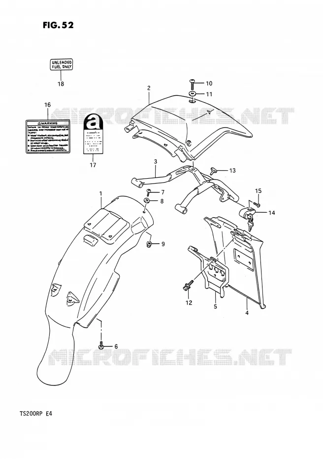 ACHTERSPATBORD Suzuki MOTO 200 TS-R 1993  TS200R P (E04,E24)