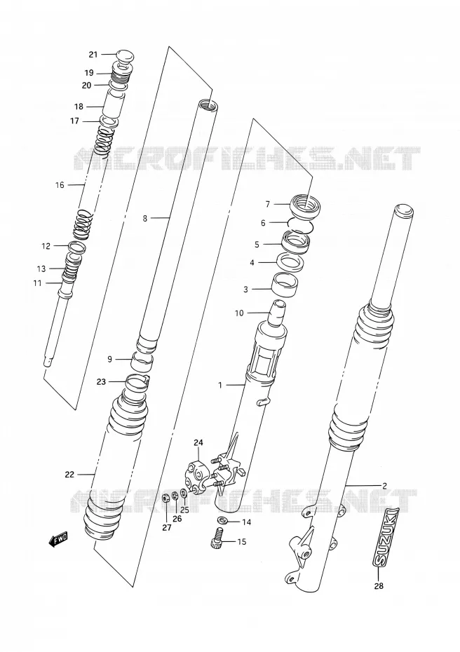 FRONT SCHOKDEMPER Suzuki MOTO 200 TS-R 1993  TS200R P (E03,E28,E33)