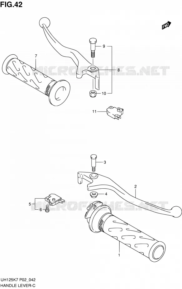 HANDGRIPS - LEVERS Suzuki SCOOTER 125 BURGMAN 2008  UH125K8(E02)
