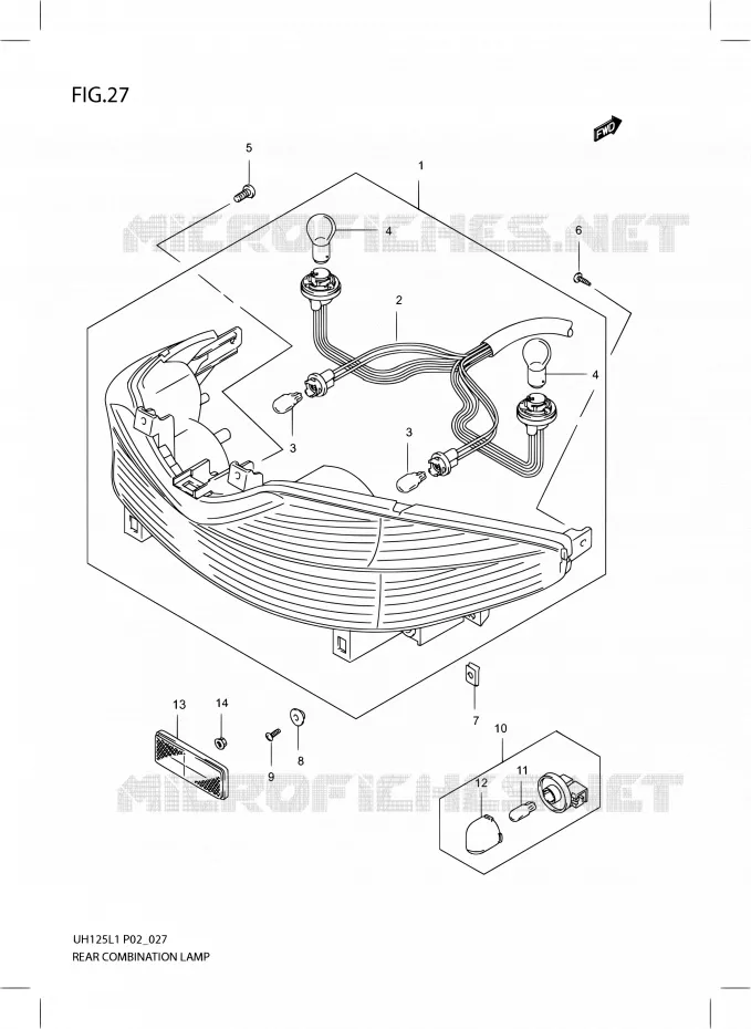 TAIL LIGHT ASSY Suzuki SCOOTER 125 BURGMAN 2011  UH125L1(P19)