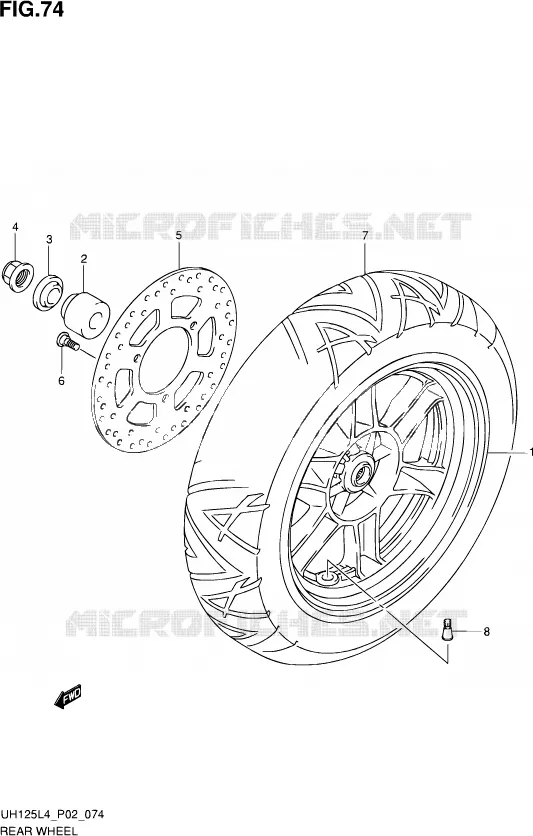 ACHTERWIEL (UH125AL4 P19) Suzuki SCOOTER 125 BURGMAN 2014  UH125 L4 (P02)