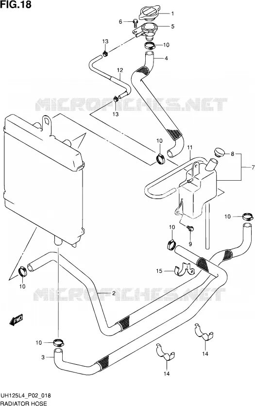 RADIATOR SLANG Suzuki SCOOTER 125 BURGMAN 2014  UH125 L4 (P19)