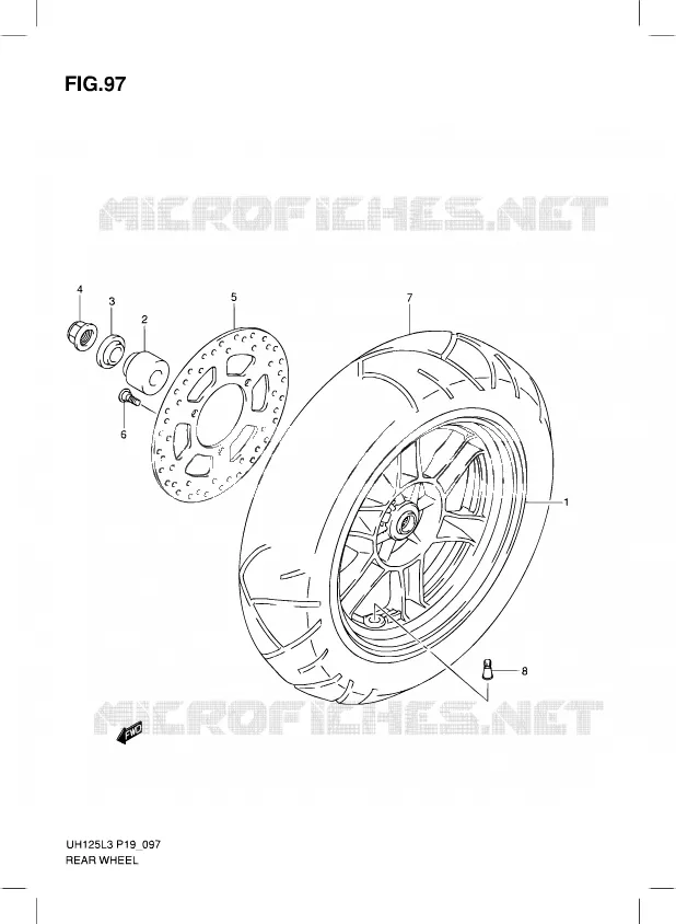 ACHTERWIEL (UH125GL3 P19) Suzuki SCOOTER 125 BURGMAN 2012  UH125G L3 (P19)
