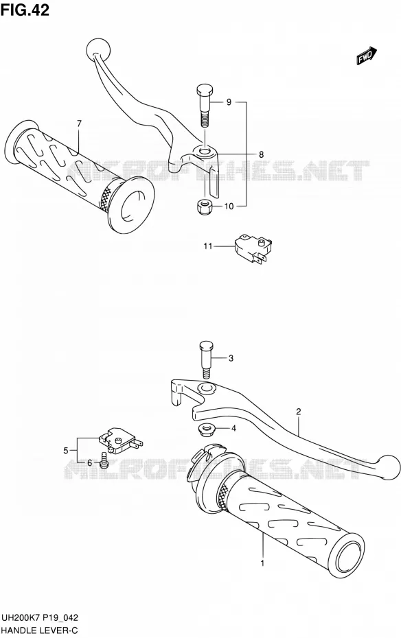 HANDGRIPS - LEVERS Suzuki SCOOTER 200 BURGMAN 2009  UH200K9(E02)