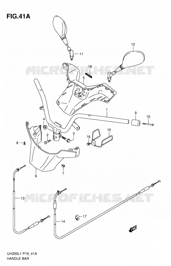 STUUR (MODEL EXECUTIVE P19) Suzuki SCOOTER 200 BURGMAN 2011  UH200L1(P02)
