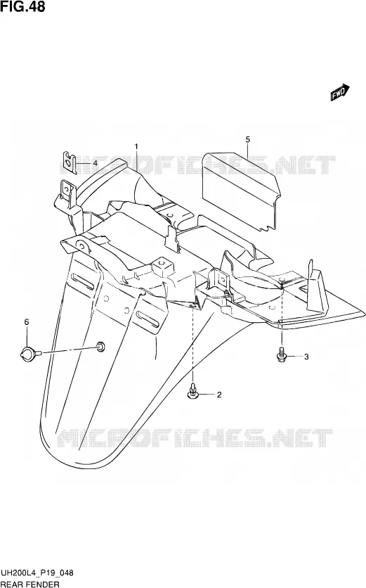 ACHTERSPATBORD Suzuki SCOOTER 200 BURGMAN 2014  UH200 L4 (P19)