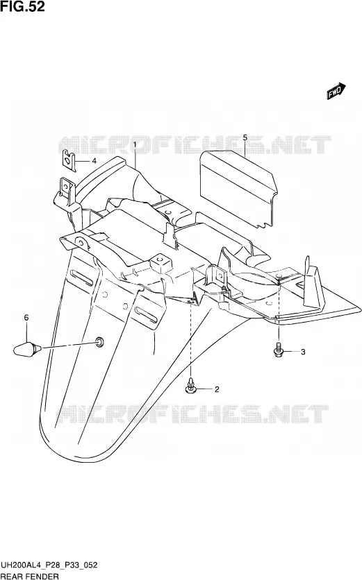 ACHTERSPATBORD Suzuki SCOOTER 200 BURGMAN 2014  UH200A L4 (P03,P28,P33)
