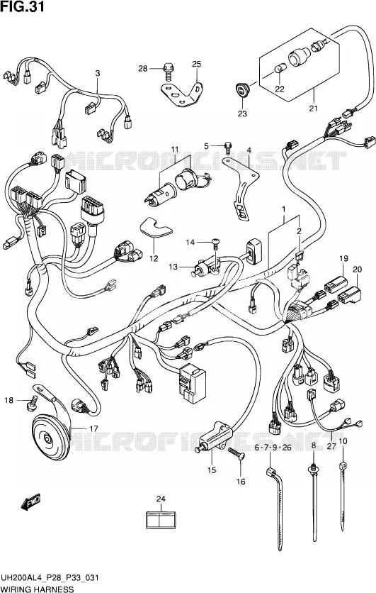 BEDRADING (UH200AL4 P28) Suzuki SCOOTER 200 BURGMAN 2014  UH200A L4 (P03,P28,P33)