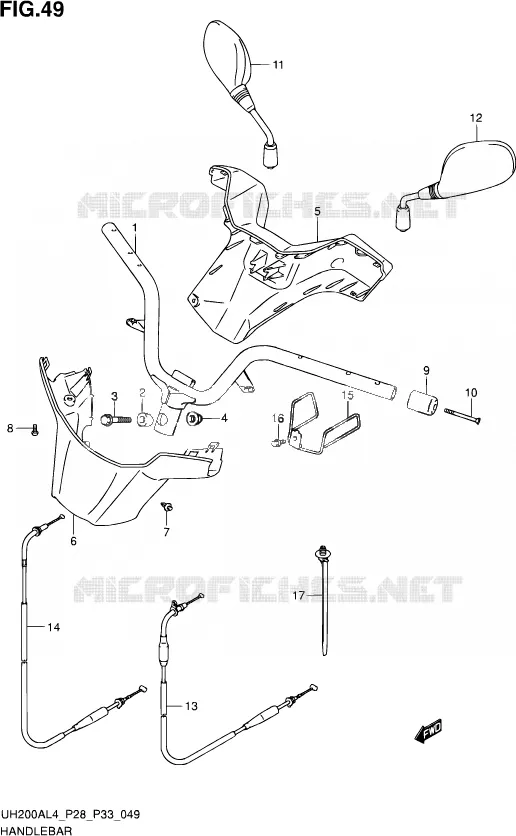 STUUR (UH200AL4 P28) Suzuki SCOOTER 200 BURGMAN 2014  UH200A L4 (P03,P28,P33)