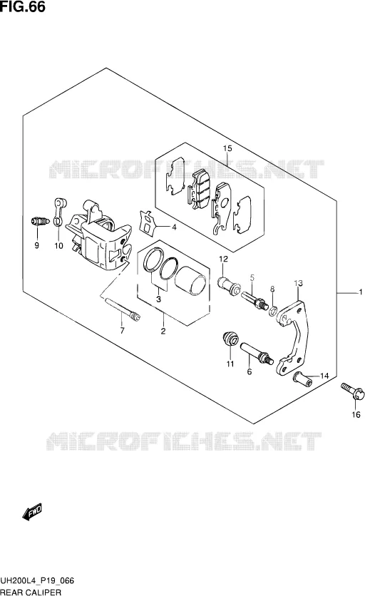 ACHTER REMSLANG (UH200L4 P19) Suzuki SCOOTER 200 BURGMAN 2014  UH200A L4 (P19)