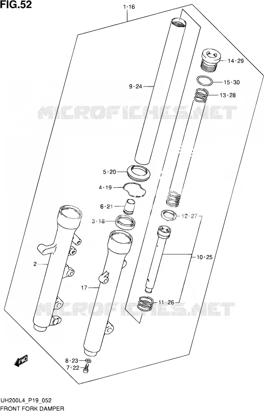 VOORVORK (UH200L4 P19) Suzuki SCOOTER 200 BURGMAN 2014  UH200A L4 (P19)