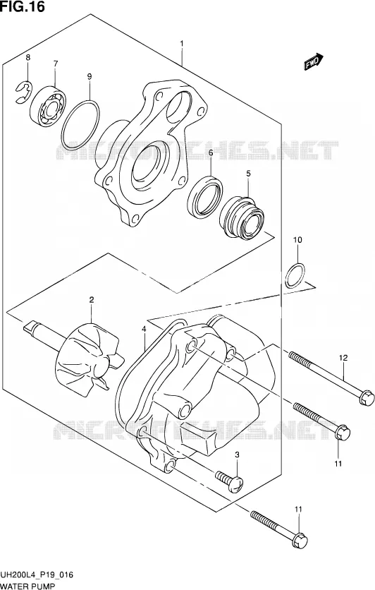 WATERPOMP Suzuki SCOOTER 200 BURGMAN 2014  UH200A L4 (P19)