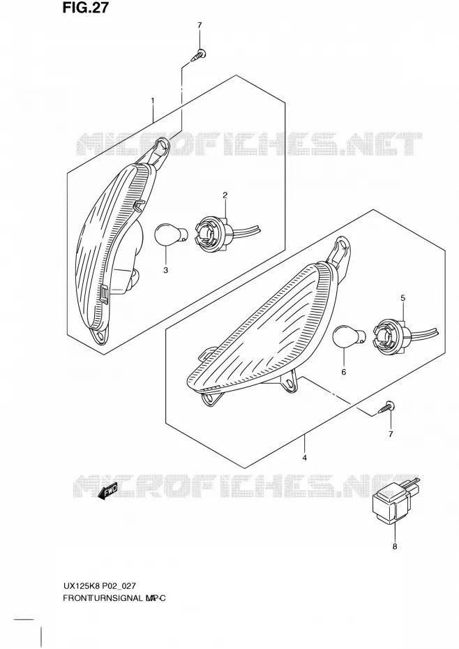 FRONT INDICATOREN Suzuki SCOOTER 125 SIXTEEN 2008  UX125K8(P19)