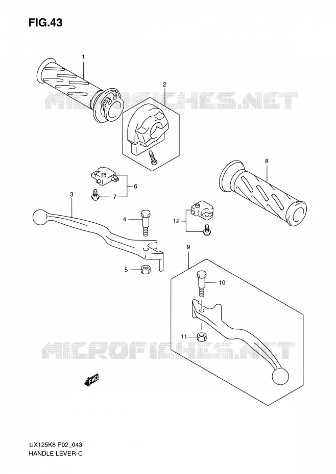 HANDGRIPS - LEVERS Suzuki SCOOTER 125 SIXTEEN 2010  UX125L0(P19)