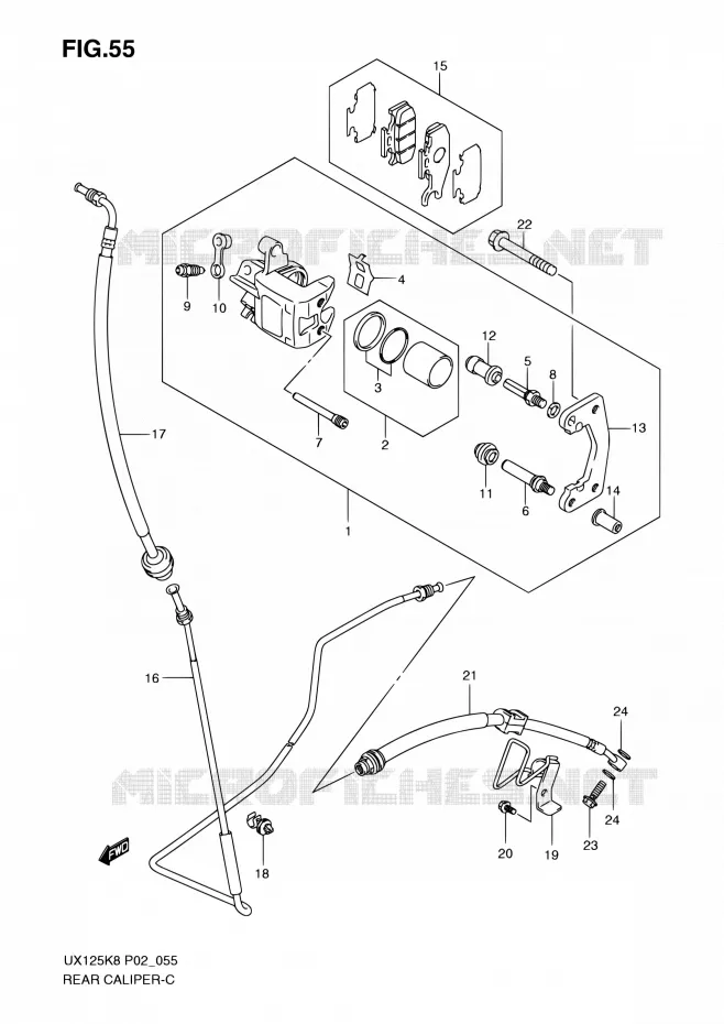 REAR CALIPER Suzuki SCOOTER 125 SIXTEEN 2010  UX125L0(P19)