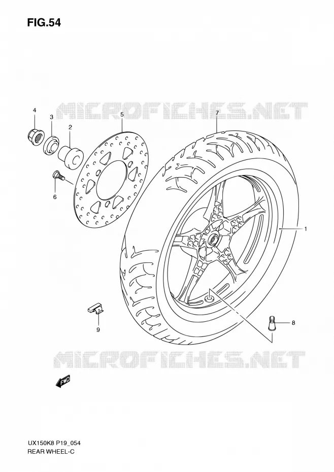 ACHTERWIEL Suzuki SCOOTER 150 SIXTEEN 2010  UX150 L0 (P19)