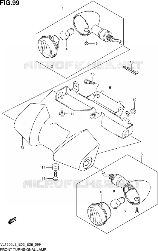 FRONT INDICATOREN (VL1500BL3 E03) Suzuki MOTO 1500 BOULEVARD 2013  VL1500 L3/VL1500B L3 (E03,E28,E33)