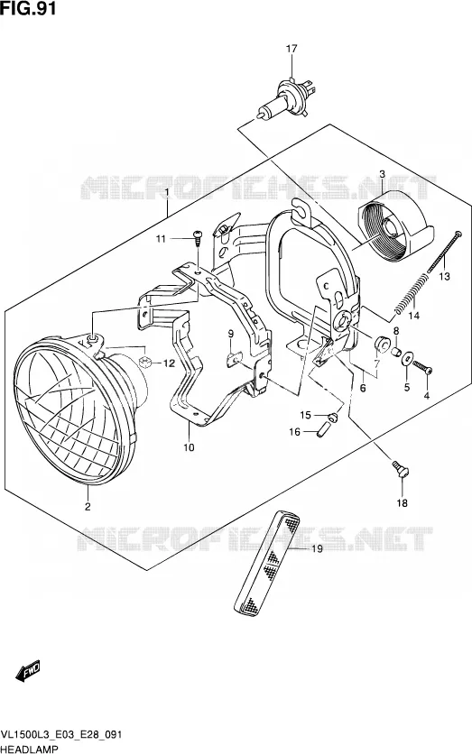 KOPLAMP (VL1500L3 E28) Suzuki MOTO 1500 BOULEVARD 2013  VL1500 L3/VL1500B L3 (E03,E28,E33)
