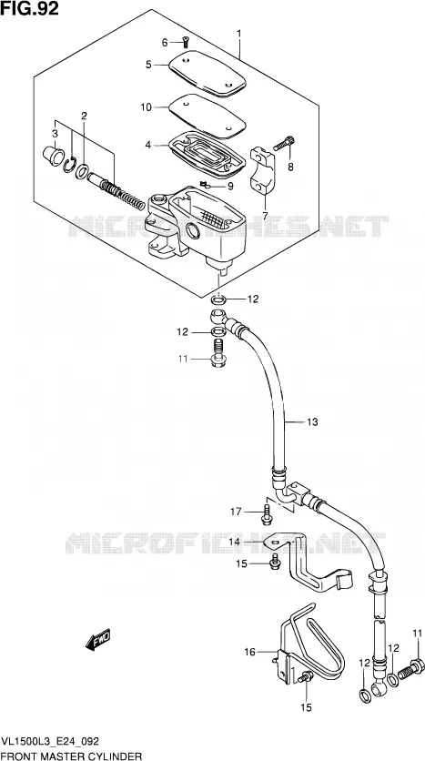 FRONT HOOFDREMCILINDER (VL1500L3 E24) Suzuki MOTO 1500 INTRUDER 2013  VL1500 L3/VL1500B L3 (E24)