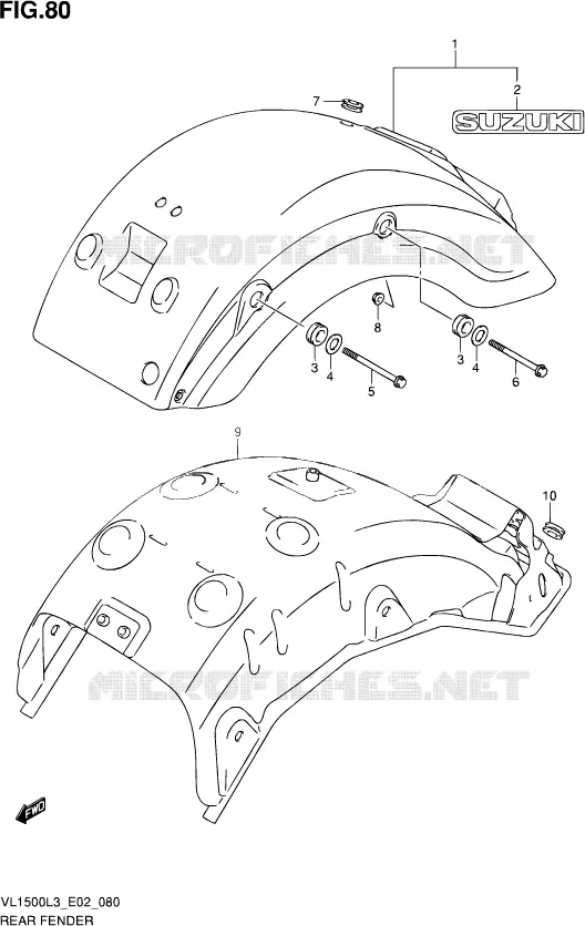 ACHTERSPATBORD (VL1500L3 E19) Suzuki MOTO 1500 INTRUDER 2013  VL1500B L3 (E02)