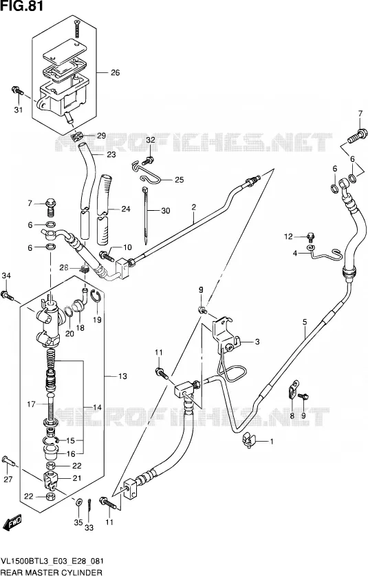 ACHTER HOOFDREMCILINDER Suzuki MOTO 1500 INTRUDER 2013  VL1500B TL3 (E03,E28,E33)