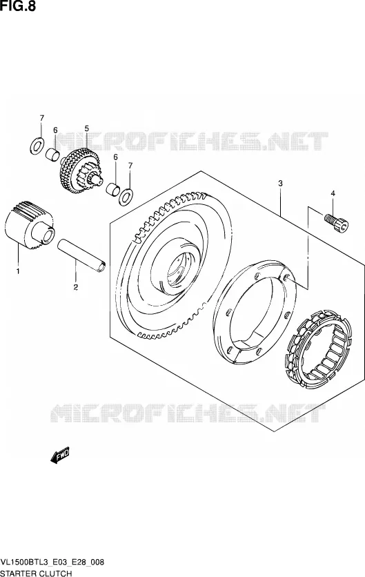 STARTMOTOR CLUTCH Suzuki MOTO 1500 INTRUDER 2013  VL1500B TL3 (E03,E28,E33)