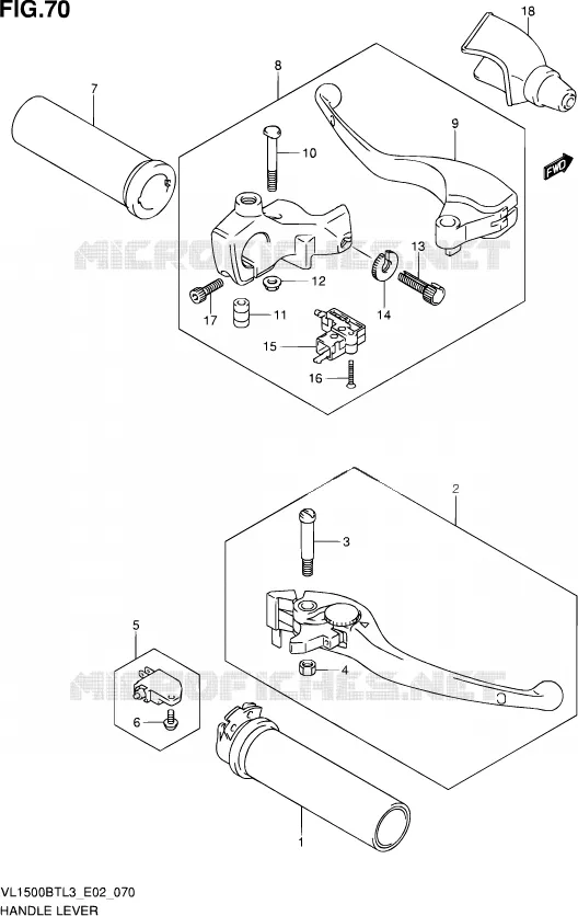 HANDGRIPS - LEVERS Suzuki MOTO 1500 INTRUDER 2013  VL1500B TL3 (E24)