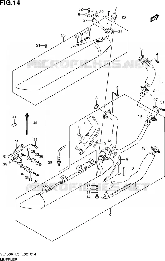 GELUIDDEMPER (VL1500TL3 E02) Suzuki MOTO 1500 INTRUDER 2013  VL1500T L3 (E02)