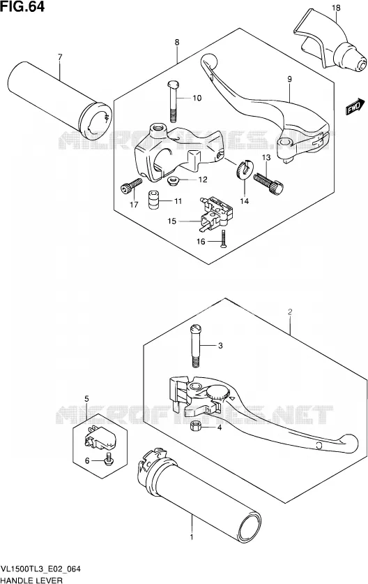 HANDGRIPS - LEVERS Suzuki MOTO 1500 INTRUDER 2013  VL1500T L3 (E02)