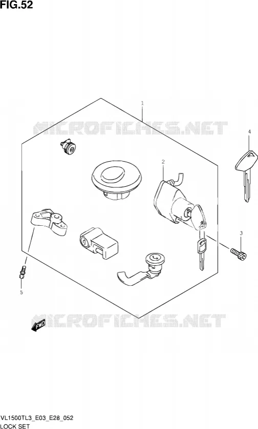 LOCK SET (VL1500TL3 E28) Suzuki MOTO 1500 BOULEVARD 2013  VL1500T L3 (E03,E28,E33)