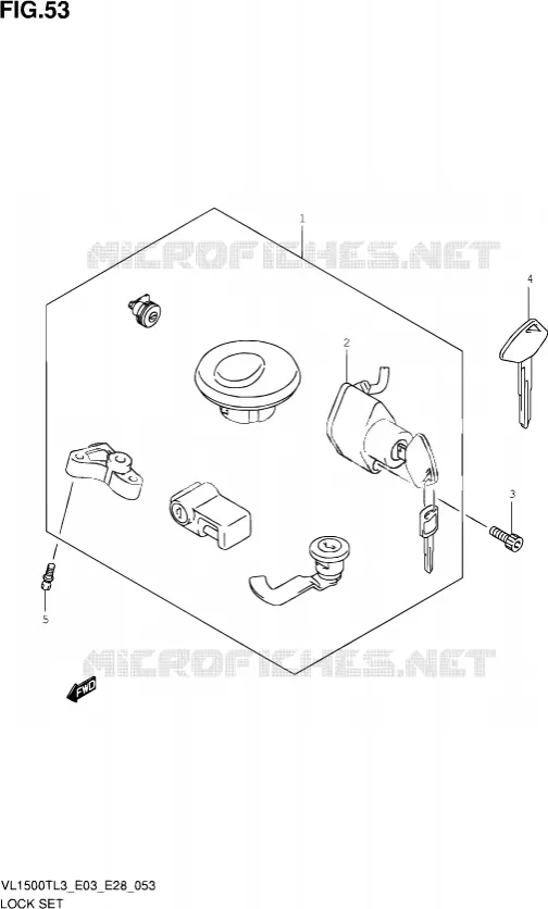 LOCK SET (VL1500TL3 E33) Suzuki MOTO 1500 BOULEVARD 2013  VL1500T L3 (E03,E28,E33)