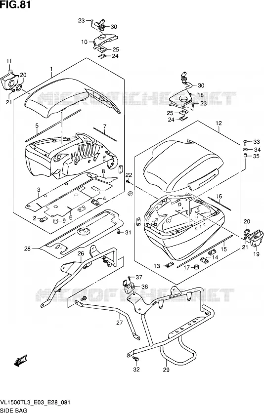 SIDE BAG Suzuki MOTO 1500 BOULEVARD 2013  VL1500T L3 (E03,E28,E33)