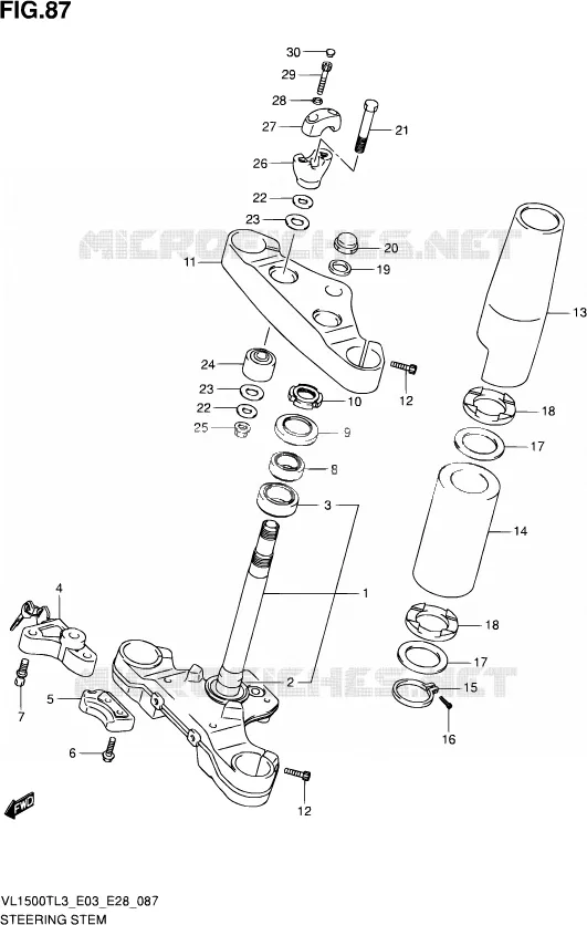 STUURKOLOM Suzuki MOTO 1500 BOULEVARD 2013  VL1500T L3 (E03,E28,E33)