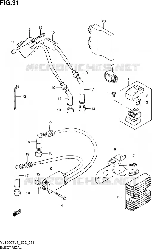 ELEKTRISCH (VL1500TL3 E02) Suzuki MOTO 1500 INTRUDER 2014  VL1500T L3 (E19)