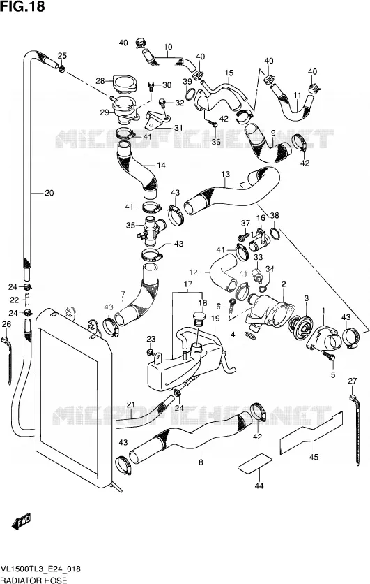 RADIATOR SLANG Suzuki MOTO 1500 BOULEVARD 2013  VL1500T L3 (E24)