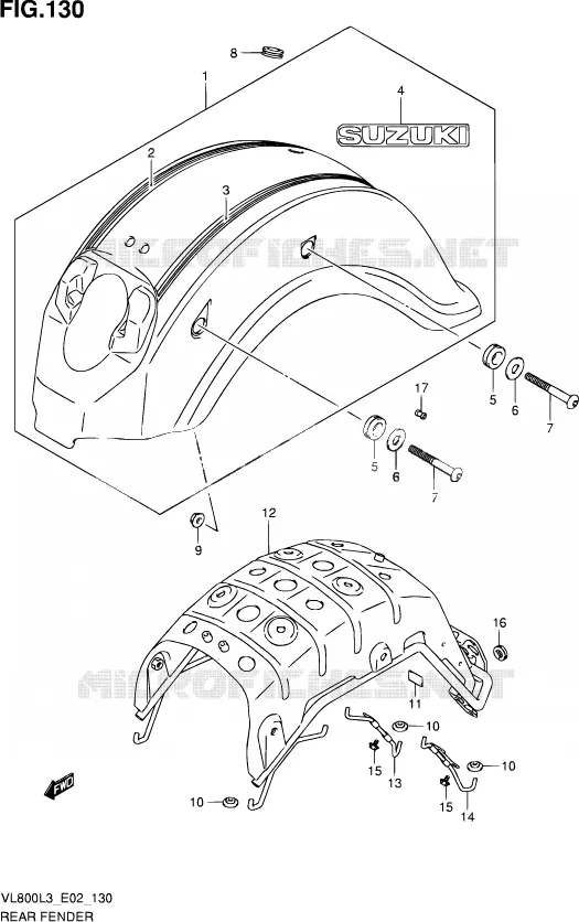 ACHTERSPATBORD (VL800CL3 E02) Suzuki MOTO 800 VOLUSIA 2013  VL800 L3 (E02)