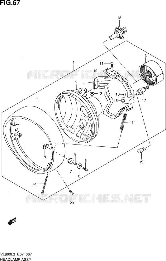 KOPLAMP (VL800CL3 E19) Suzuki MOTO 800 VOLUSIA 2013  VL800 L3/VL800T L3 (E24)