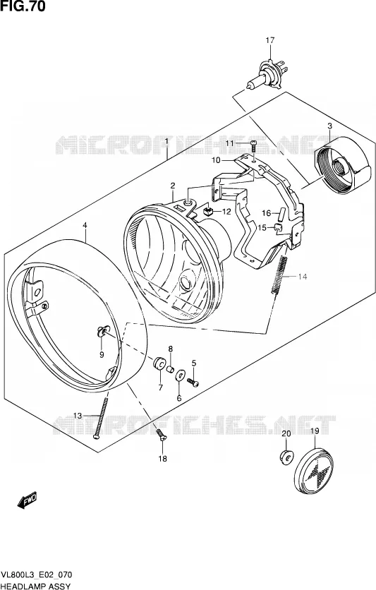 KOPLAMP (VL800TL3 E24) Suzuki MOTO 800 VOLUSIA 2013  VL800 L3/VL800T L3 (E24)