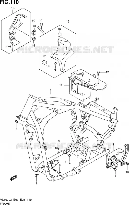FRAME (VL800CL3 E03) Suzuki MOTO 800 VOLUSIA 2013  VL800 L3/VL800T L3/VL800C L3